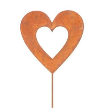 Hjerte i rust på stang - 20x20